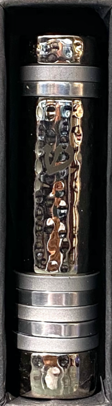 Designer Mezuzah - Silver with coloured stripes