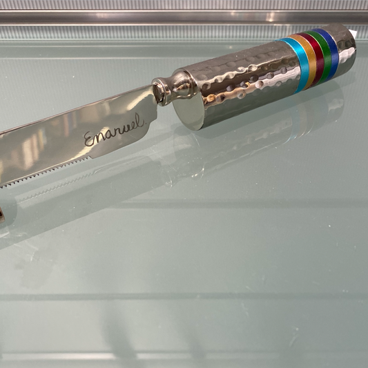 EMANUEL Challah Knife - Rainbow Stripes