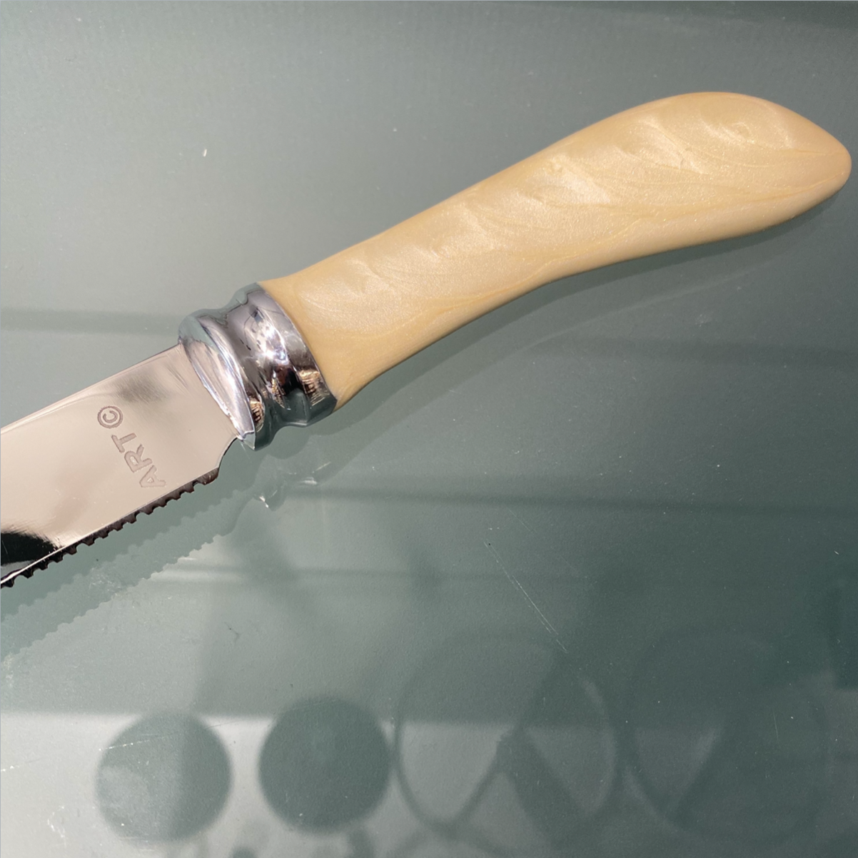 ART Challah Knife - Shabbat and Yom Tov - Shiny Light Mustard