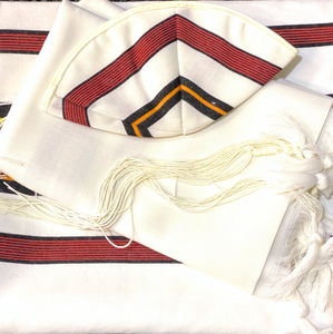 Tallit Set - Tallit, Kippah and Tallit Bag - Colourful Stripes