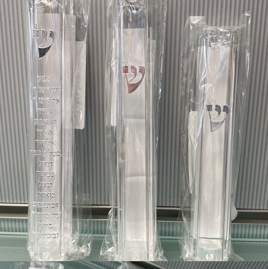 Clear Plastic Mezuzot - various