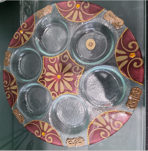Glasss Seder plate - Red