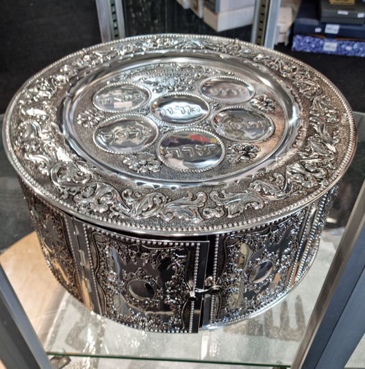 Embossed Silver plated Seder Plate
