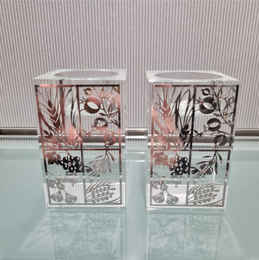 ART Shabbat Candle Sticks - Glass