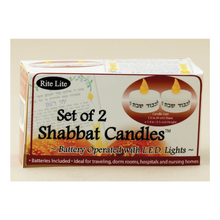 Load image into Gallery viewer, Set of 2 Battery Operated Shabbat Candles with LED Light
