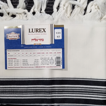 Load image into Gallery viewer, Tallit - Lurex -  Black/Silver Striped OR Black/Gold Striped
