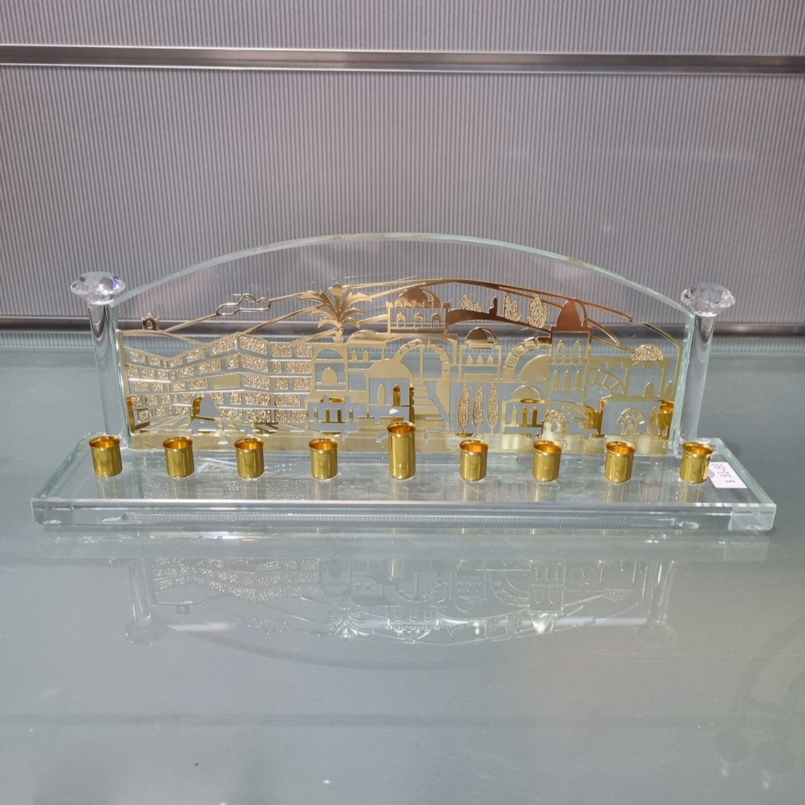 Glass Menorah - Jerusalem themed