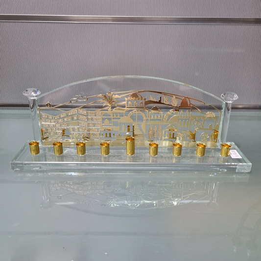 Glass Menorah - Jerusalem themed