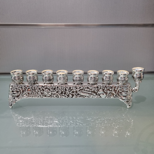 Silver plated decorated Menorah