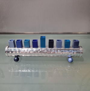 Chanukah Menorah - Round Strip - Small - Blue
