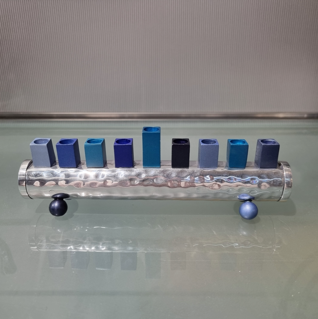 Chanukah Menorah - Round Strip - Small - Blue