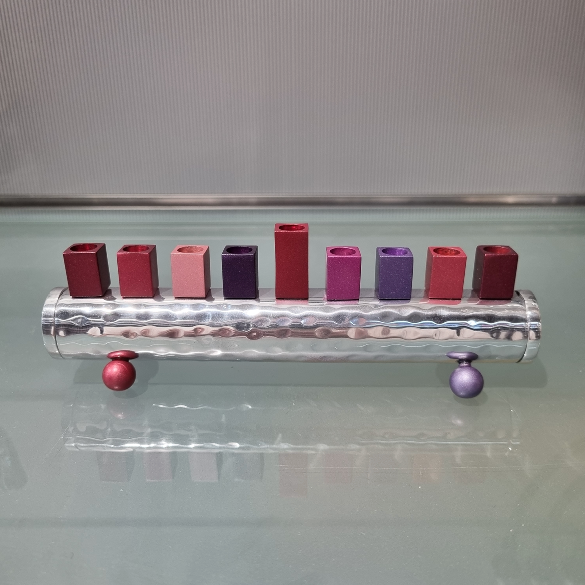 Chanukah Menorah - Round Strip - Small - Maroon